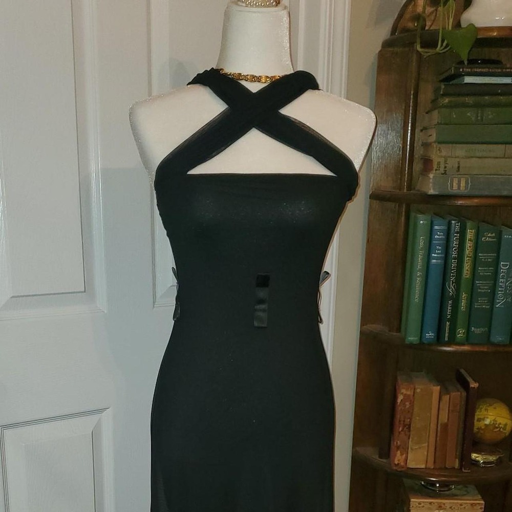 Romwe Black Halter Ruched Maxi Dress – Convertible Length 3 different lengths